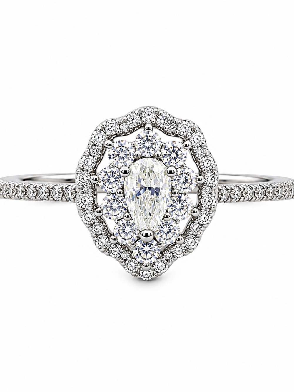 .79 CTW Moissanite Halo Ring 925 Sterling Silver Size 7 Sparkly